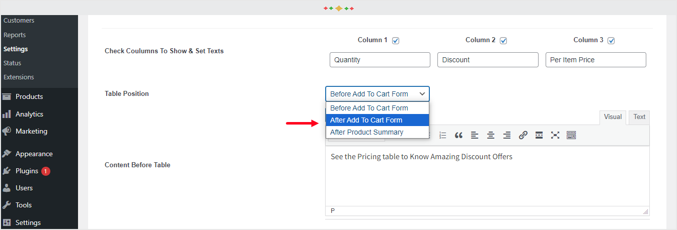 WooCommerce Quantity Discount Backend rule settings
