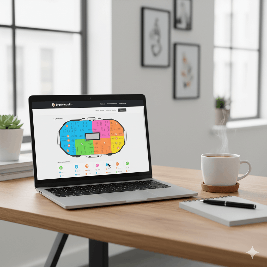 A laptop showing how to add interactive seating to your ticketing website with live event seating plugin.