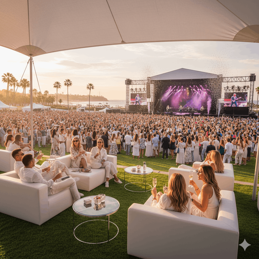 Guests enjoying premium event seating for outdoor events.