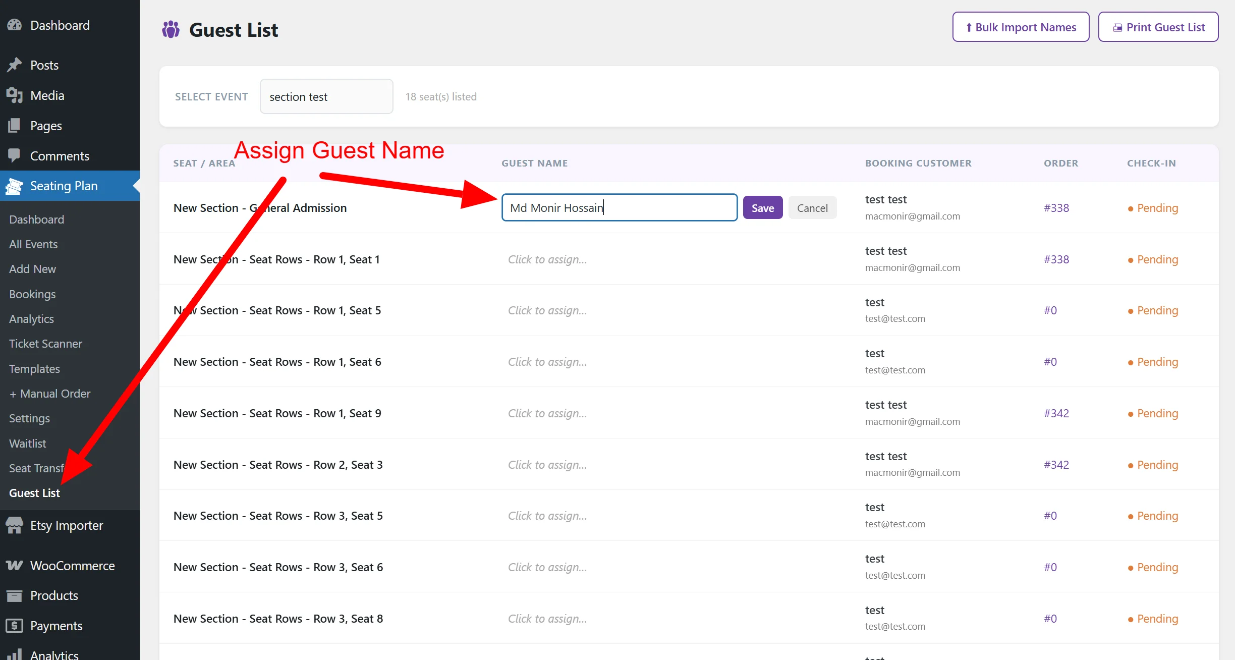 Guest Name Assignment