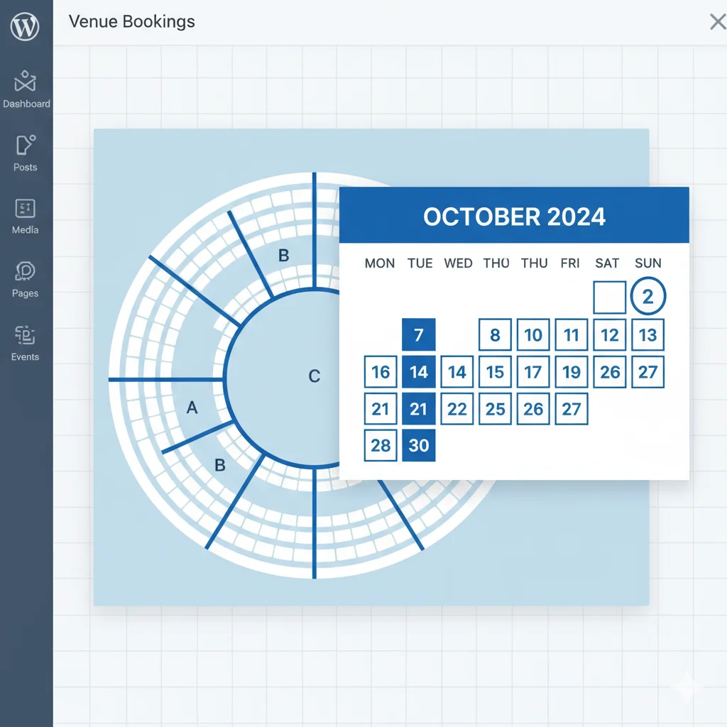 WordPress seating chart plugin multi-date event calendar with multiple show dates and seat booking interface